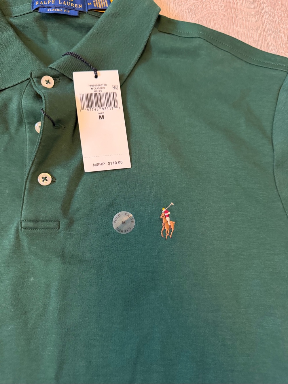 Polo by Ralph Lauren Men's Dark Green Classic Polo Shirt Sz M - Picture 7 of 8